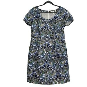 J.Crew Cotton Silk Paisley Print Short Sleeve Dress 12